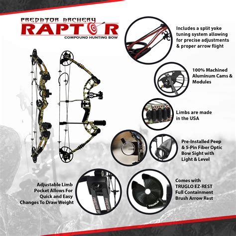 Raptor Compound Hunting Bow Kit Limbs Made In Usa Fully Adjustable