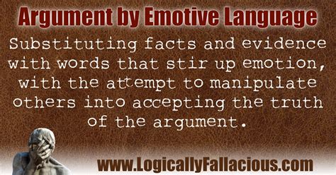 Writing for the purpose of expressing and supporting an the expression of human feelings, emotions, opinions and judgements is very rich and complex and. Argument by Emotive Language