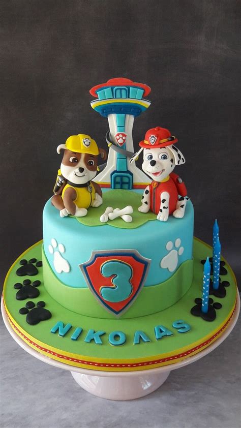 Paw Patrol Cake With Rubble And Marshal In 2022 Kinder Geburtstag