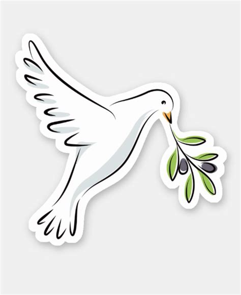 White Peace Dove With Olive Branch Sticker In 2021 Dove With Olive Branch Peace