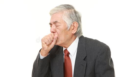Senior Japanese Businessman Coughing Stock Image Image Of Japanese
