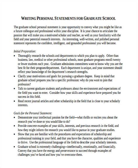 Graduate School Personal Statement 5 Examples Format How To Start Pdf
