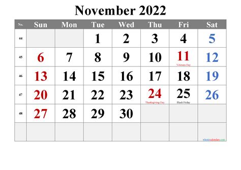 Free Printable November 2022 Printable World Holiday