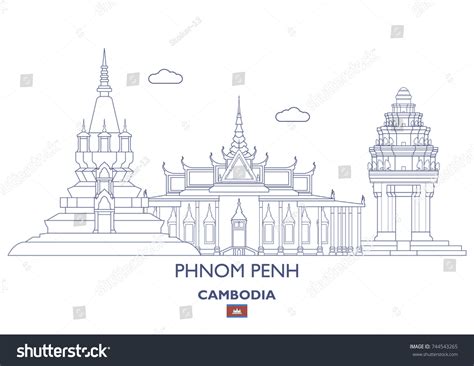 Phnom Penh Linear City Skyline Cambodia Stock Vector Royalty Free