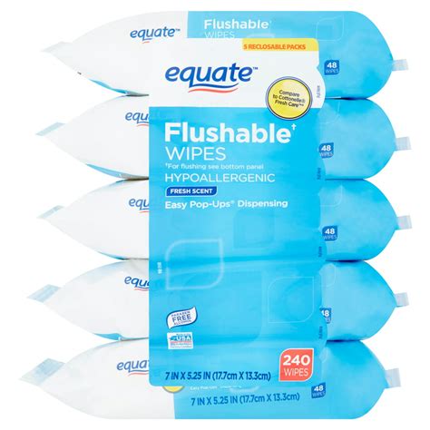 Equate Flushable Wipes Fresh Scent 5 Packs Of 48 Wipes 240 Wipes