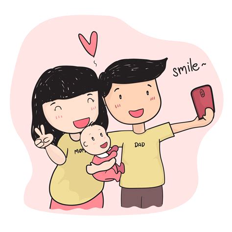 Happy family young parent taking selfie photo with baby 518004 Vector Art at Vecteezy