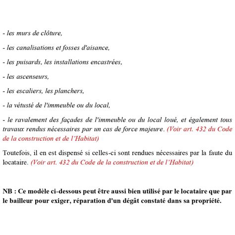 Lettre De Mise En Demeure Pour Réparation Au Propriétaire Profession