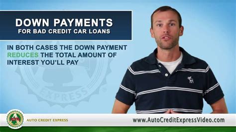 Down Payments For A Bad Credit Auto Loan Youtube