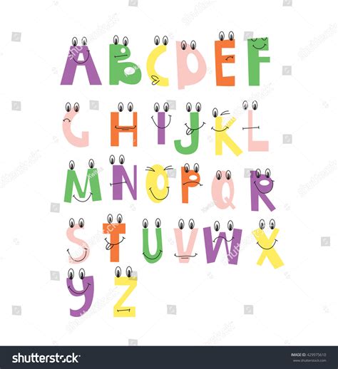 Hand Drawn Funny Alphabet Comic Letters Stock Vector Royalty Free