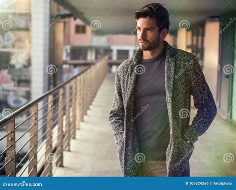 One Handsome Young Man In City Setting Stock Photo Image Of Model