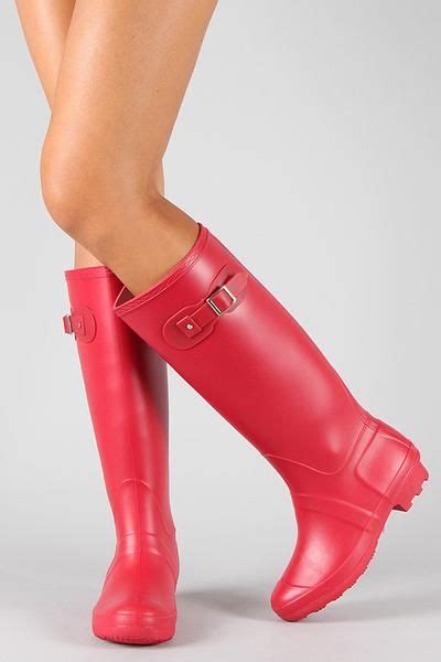 Bamboo Round Toe Knee High Rain Boot Boots Stylish Rain Boots Red Rain Boots