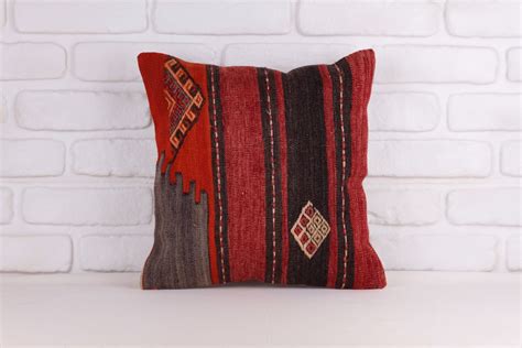 Kilim Pillow, Striped Pillow, Tribal Pillow, Handmade Pillow, Boho Pillow, 16x16 Pillow Cover ...