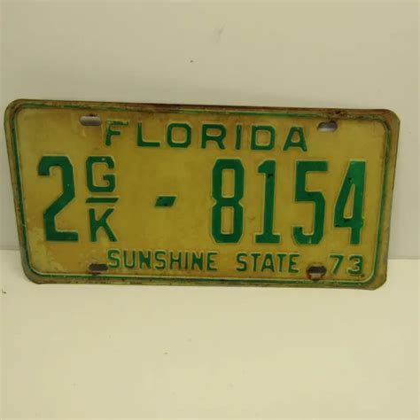 Vintage Florida License Plates Sunshine State Truck 2gk 8154 1973 Green Text 3975 Picclick