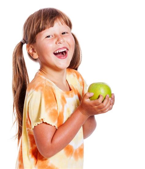 Girl Holding Apple Stock Photo Image Of Caucasian Happiness 98474554