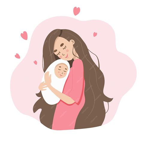 Premium Vector Vector Illustration Of Happy Mother Holding A Newborn