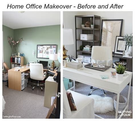Home Office Makeover Before And After Setting For Four