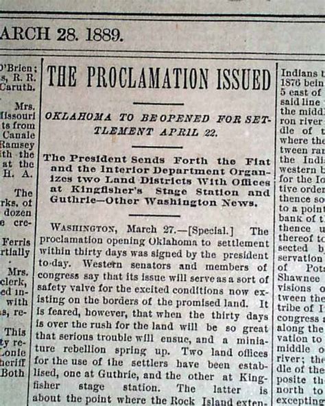 1889 Land Rush Article