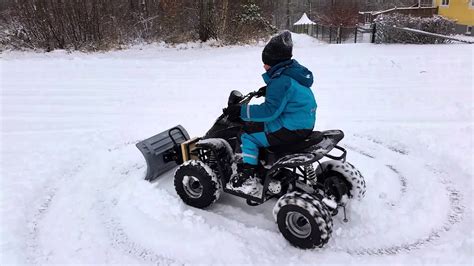 Electric Atv Snow Plowing Youtube
