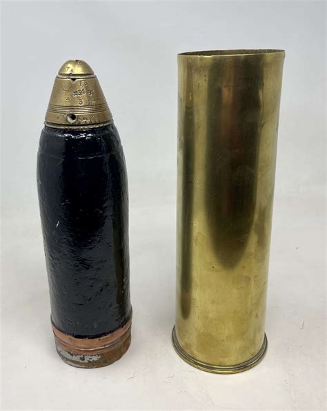 Ww1 Dated 18 Pdr He Shell And Cartridge In Ammunition