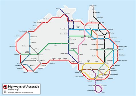 Highways Of Australia Metro Map Australia Map Metro Map Train Map