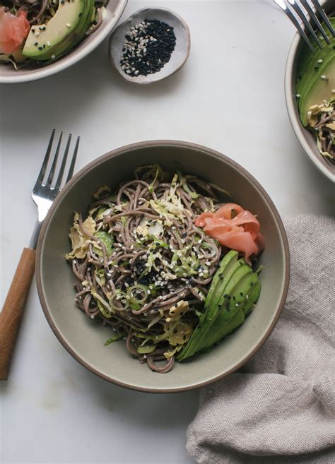 Brussels Sprouts Soba Noodle Salad With Miso Tahini Dressing A Cozy