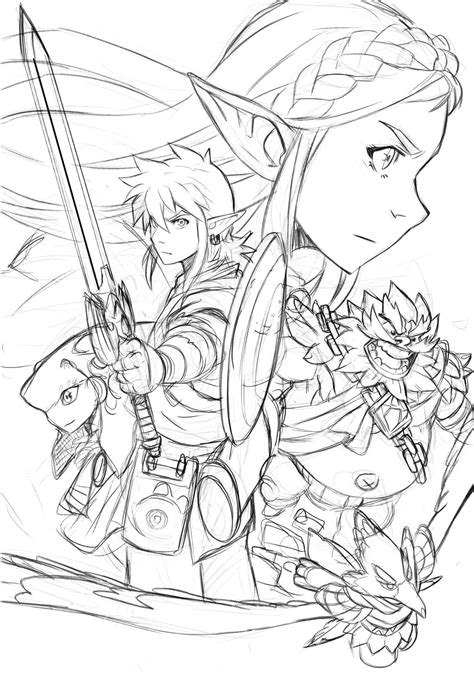Zelda Breath Of The Wild Sketched Composition By Loboborges On