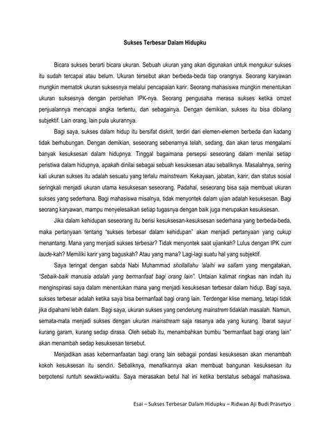 Contoh Essay Terbaik