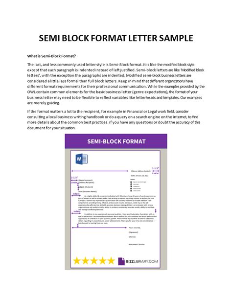 Full block format (sample fellowship application letter). Semi Block Format Letter Template