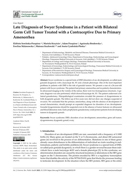 Pdf Late Diagnosis Of Swyer Syndrome In A Patient With Bilateral Germ