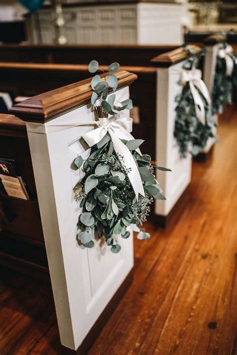 Wedding pew decoration, winter wedding decoration, church decorations, aisle marker, red berries pew decor. 18 Church Pew Ends Wedding Aisle Decoration Ideas to Love - Page 2 of 2 - EmmaLovesWeddings