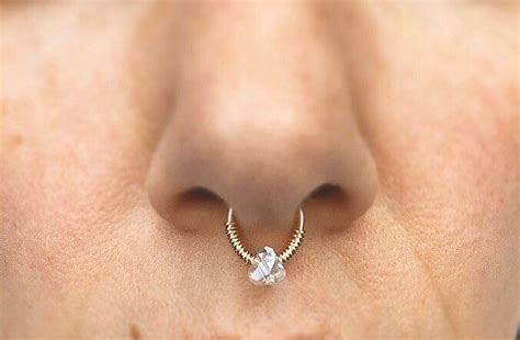 Faux Diamond Septum Nose Ring Septum Nose Jewelry Bull Septum Etsy Faux Septum Ring Nose