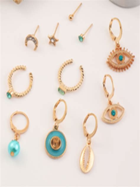 Buy URBANIC Pack Of 11 Gold Toned Circular Studs Earrings Earrings