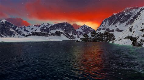 Beautiful Mountain Sunset Winter Mountain Landscape