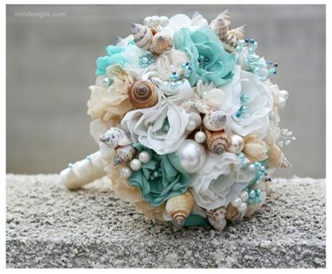 74 stunning beach wedding bouquets. Seashells Wedding Bouquet For Beach Wedding. Turquoise And ...