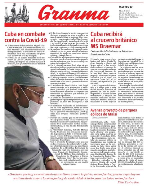 Qué Trae La Prensa Cubana Martes 17 De Marzo De 2020 Cubadebate