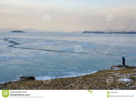 Baikal Lake And Rock In The December Cold Time Of Freeze