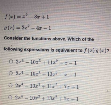 Solved Fxx2 3x1 Gx2x2 4x 1 Consider The Functions Above Algebra Gauthmath