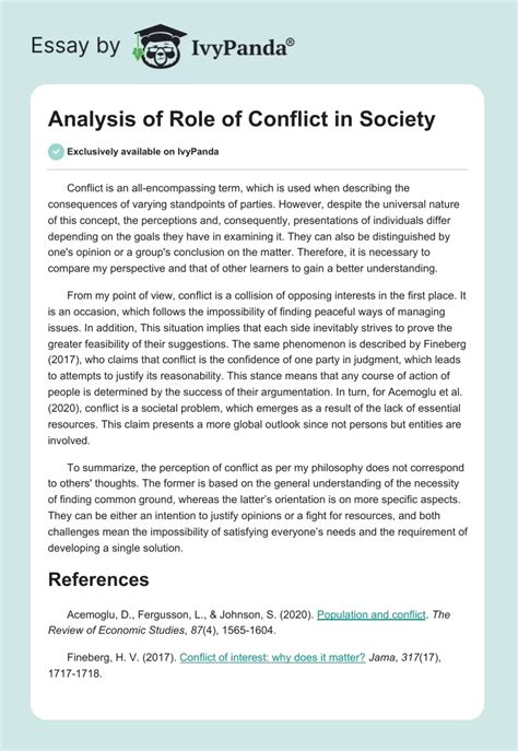 Analysis Of Role Of Conflict In Society 279 Words Essay Example