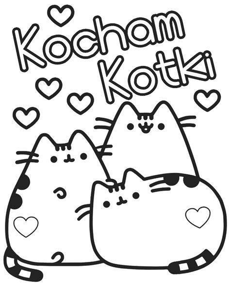 Kolorowanka Rodzina Kotów Pusheen Drukuj Kolorowankipl