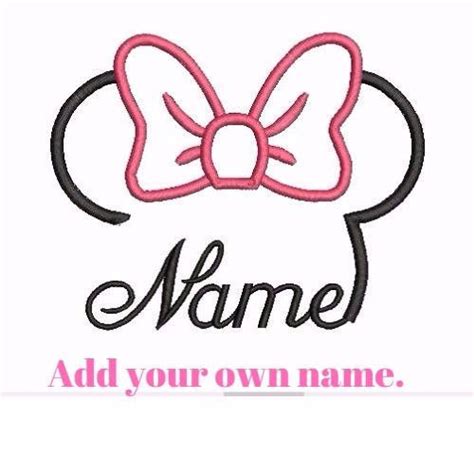 Minnie Mouse Design Bow Ears Applique File For Embroidery Machine