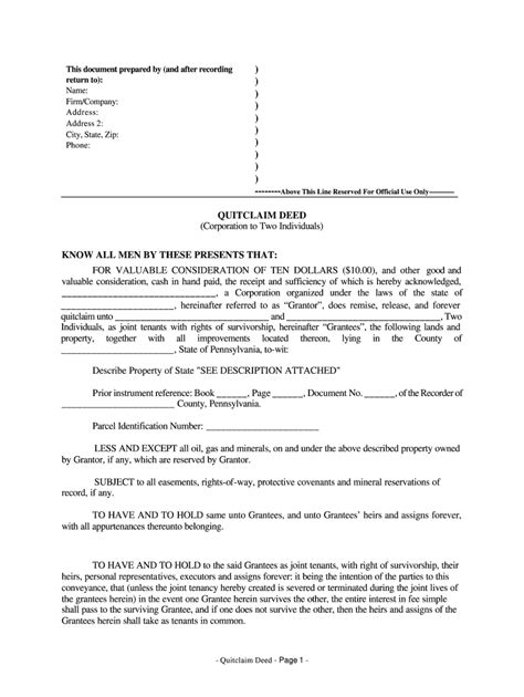 Pennsylvania Quit Claim Deed Pdf Fill Out Sign Online DocHub
