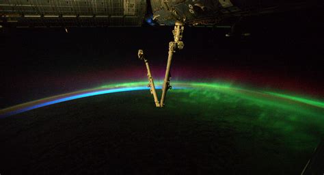 Image Rainbow Aurora Captured From Space Station