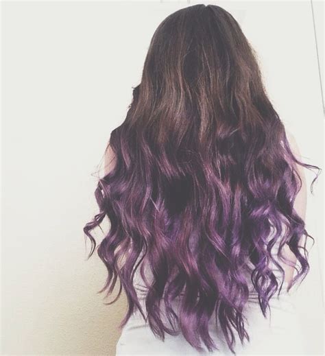 So if you've got dark brown hair, and you want strawberry blond or bright red hair, you'll require quite a lot of lift. Brunette to Purple Ombre Dip Dye Hair | Dip dye hair, Dyed ...