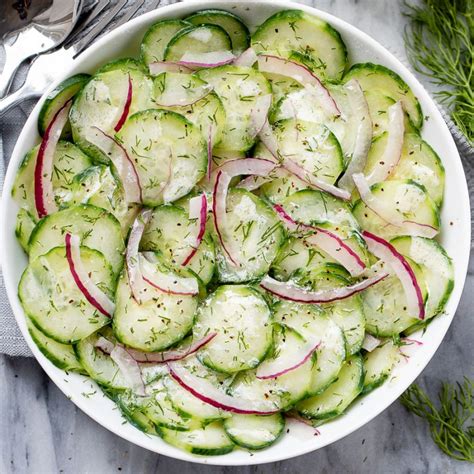 Marinated Cucumber Salad Recipe With Creamy Dill Sauce Cucumber Salad