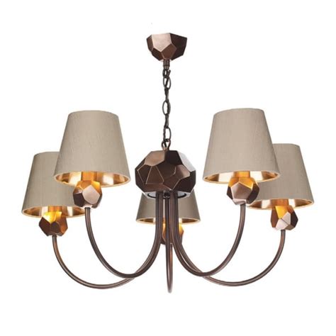 Our ceiling light collection has something for every kind of room. 5 Arm Traditional Copper Ceiling Light Fitting with Taupe ...