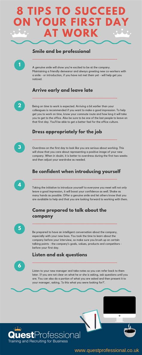 8 Tips To Succeed On Your First Day At Work First Day Of Work First