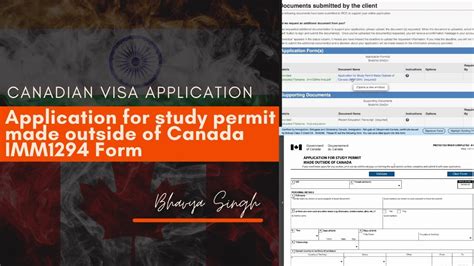 Imm1294 Application For Study Permit Made Outside Of Canada Form