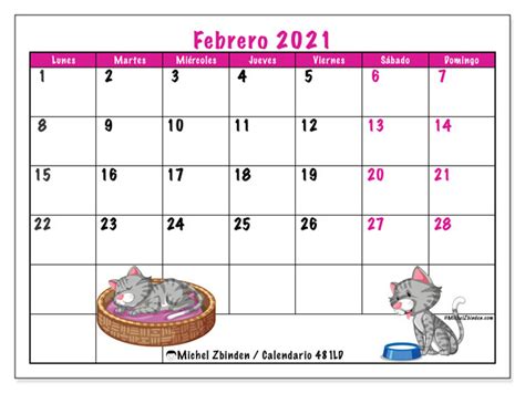 Calendario “481ld” Febrero De 2021 Para Imprimir Michel Zbinden Es