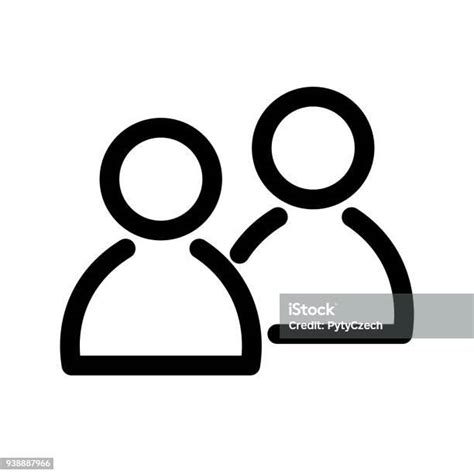 두 사람이 아이콘 그룹 또는 사용자 연락처 친구 사람의 쌍의 상징 개요 현대적인 디자인 요소입니다 둥근된 모서리와 간단한 검은