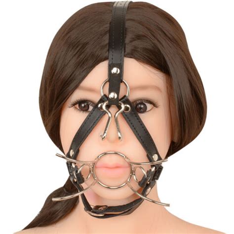 Steel O Ring Spider Open Mouth Ring Gag Head Harness Restraint With Nose Hook Ebay